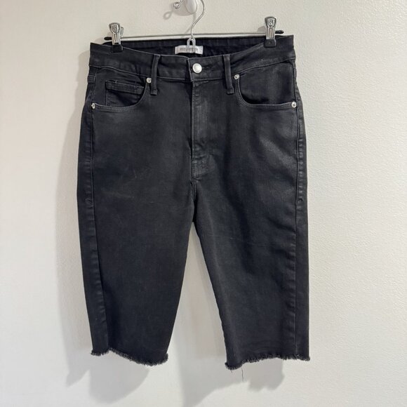 Good American Bermuda Shorts 8 / 29 Black Denim Jean Stretch Cut Off Stretch 90s - Picture 1 of 8